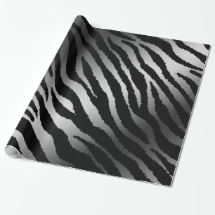 Luxury Modern Zebra Silver Black Line Cadeaupapier