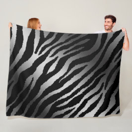 Luxury Modern Zebra Silver Black Line Fleece Deken