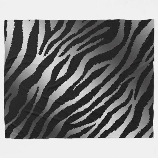 Luxury Modern Zebra Silver Black Line Fleece Deken (Voorkant (Horizontaal))