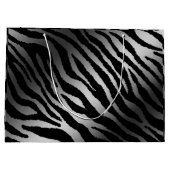 Luxury Modern Zebra Silver Black Line Groot Cadeauzakje (Achterkant)
