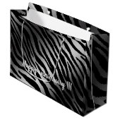 Luxury Modern Zebra Silver Black Line Groot Cadeauzakje (Voorkant Gekanteld)