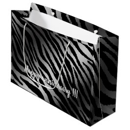 Luxury Modern Zebra Silver Black Line Groot Cadeauzakje