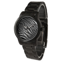 Luxury Modern Zebra Silver Black Line Horloge