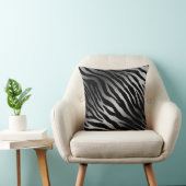 Luxury Modern Zebra Silver Black Line Kussen (Stoel)