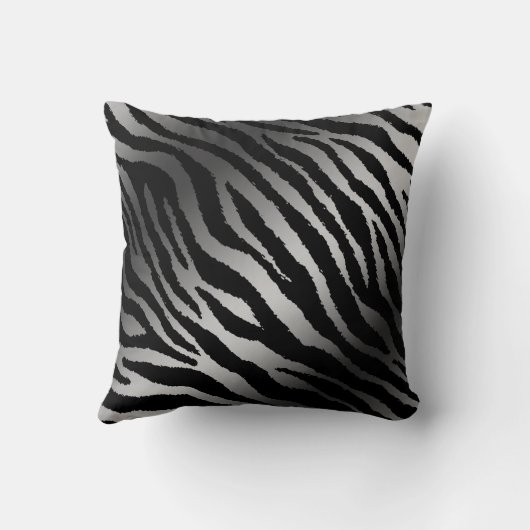 Luxury Modern Zebra Silver Black Line Kussen (Achterkant)