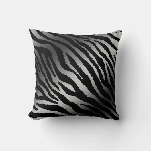 Luxury Modern Zebra Silver Black Line Kussen (Voorkant)