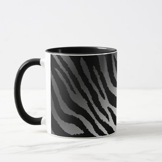 Luxury Modern Zebra Silver Black Line Mok (Links)