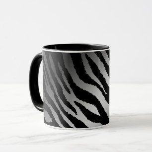 Luxury Modern Zebra Silver Black Line Mok