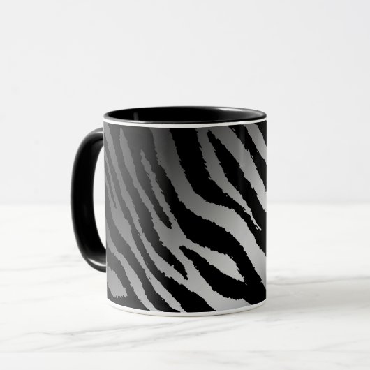 Luxury Modern Zebra Silver Black Line Mok (Voorkant links)