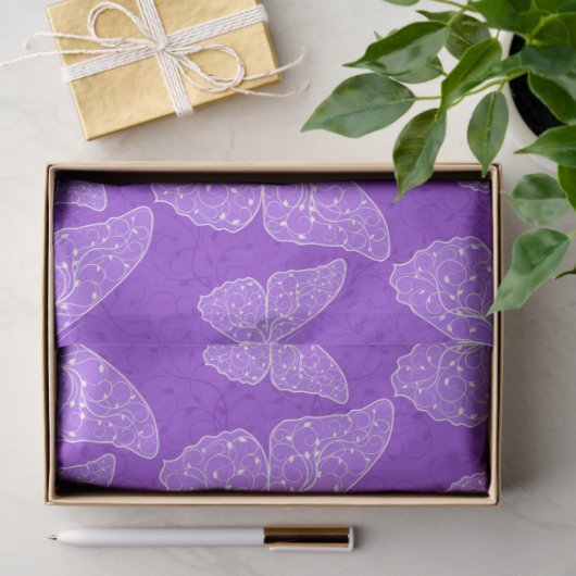 Luxury Moderne Paarse natuurlijke vlindervlinder Tissuepapier (Geschenk)