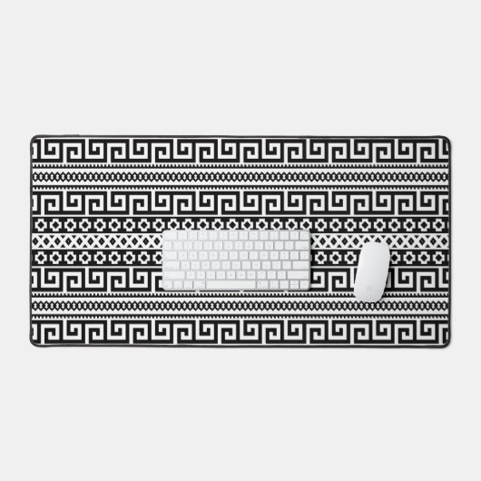 Luxury Monochrome Ancient Greek Aztec Maze Linear Bureaumat (Keyboard & Muis)