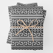 Luxury Monochrome Ancient Greek Aztec Maze Linear Inpakpapier Vel (In situ)