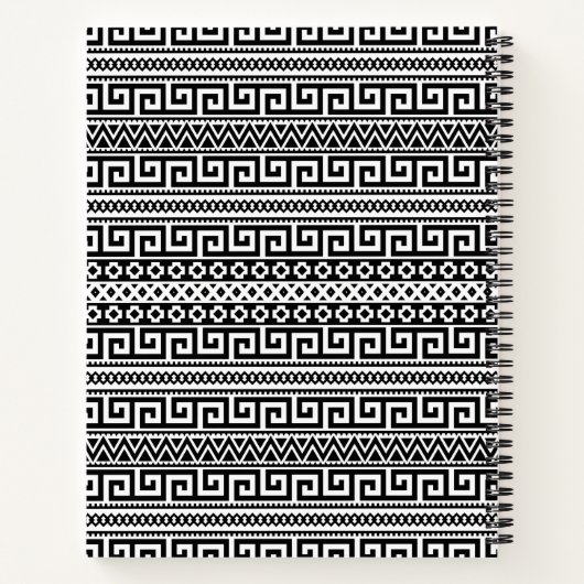 Luxury Monochrome Ancient Greek Aztec Maze Linear Notitieboek (Achterkant)