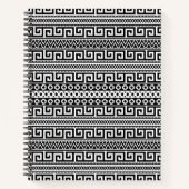 Luxury Monochrome Ancient Greek Aztec Maze Linear Notitieboek (Voorkant)