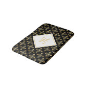 Luxury Monogram Black en Gold Quatre Floral Badmat (Gekanteld)