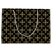 Luxury Monogram Black en Gold Quatre Floral Groot Cadeauzakje (Achterkant)