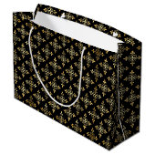 Luxury Monogram Black en Gold Quatre Floral Groot Cadeauzakje (Achterkant Gekanteld)