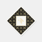 Luxury Monogram Black en Gold Quatre Floral Servet (Hoek)