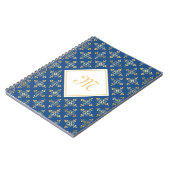 Luxury Monogram Blue en Gold Quatre Floral Notitieboek (Linkerzijde)