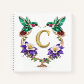 Luxury Monogram C Hummingbird Jeweled Wedding Notitieboek (Voorkant)