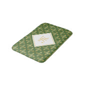 Luxury Monogram Green en Gold Quatre Floral Badmat (Gekanteld)