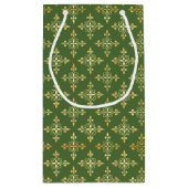 Luxury Monogram Green en Gold Quatre Floral Klein Cadeauzakje (Achterkant)