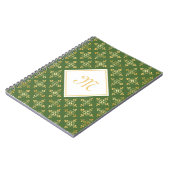 Luxury Monogram Green en Gold Quatre Floral Notitieboek (Linkerzijde)