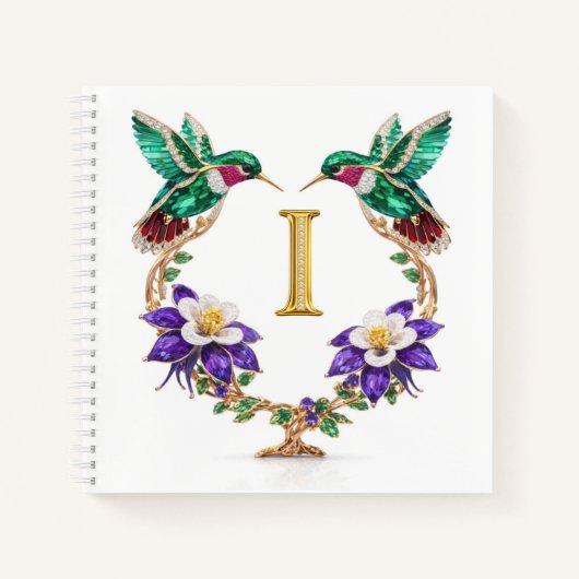 Luxury Monogram I Hummingbird Wedding Gift Notitieboek (Voorkant)