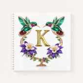 Luxury Monogram K Hummingbird Jeweled Gift  Notitieboek (Voorkant)