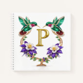 Luxury Monogram P Gold Hummingbird Wedding Shower  Notitieboek (Voorkant)