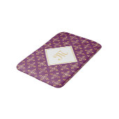 Luxury Monogram Paars en Gold Quatre Floral Badmat (Gekanteld)