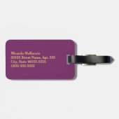 Luxury Monogram Paars en Gold Quatre Floral Bagagelabel (Achterkant horizontaal)