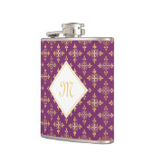 Luxury Monogram Paars en Gold Quatre Floral Heupfles (Links)