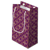 Luxury Monogram Paars en Gold Quatre Floral Klein Cadeauzakje (Achterkant Gekanteld)