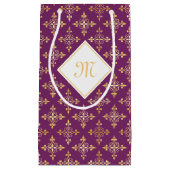 Luxury Monogram Paars en Gold Quatre Floral Klein Cadeauzakje (Voorkant)