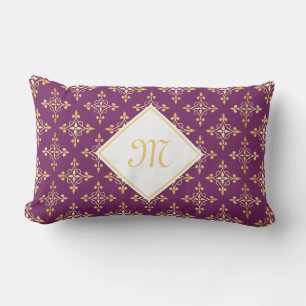 Luxury Monogram Paars en Gold Quatre Floral Kussen
