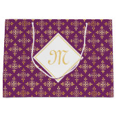 Luxury Monogram Paars en Gold Quatre Floral Large Cadeautasje (Voorkant)