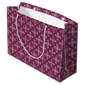 Luxury Monogram Paars en Gold Quatre Floral Large Cadeautasje (Achterkant Gekanteld)