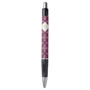 Luxury Monogram Paars en Gold Quatre Floral Pen