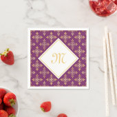 Luxury Monogram Paars en Gold Quatre Floral Servetten (Insitu)