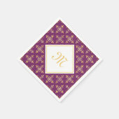 Luxury Monogram Paars en Gold Quatre Floral Servetten (Hoek)