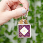 Luxury Monogram Paars en Gold Quatre Floral Sleutelhanger (Hand)