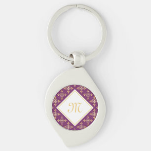 Luxury Monogram Paars en Gold Quatre Floral Sleutelhanger