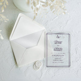 Luxury Monogram Purple Wedding Acryl Uitnodigingen