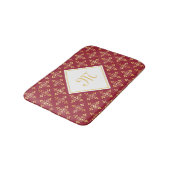 Luxury Monogram Red en Gold Quatre Floral Badmat (Gekanteld)
