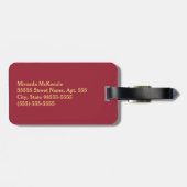 Luxury Monogram Red en Gold Quatre Floral Bagagelabel (Achterkant horizontaal)