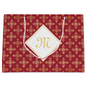 Luxury Monogram Red en Gold Quatre Floral Groot Cadeauzakje (Voorkant)