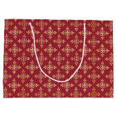 Luxury Monogram Red en Gold Quatre Floral Groot Cadeauzakje (Achterkant)