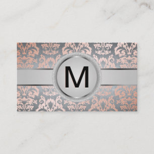 Luxury Monogram Ring   Metallic Roze Goud Damast Visitekaartje