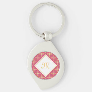 Luxury Monogram roze en Gold Quatre Floral Sleutelhanger